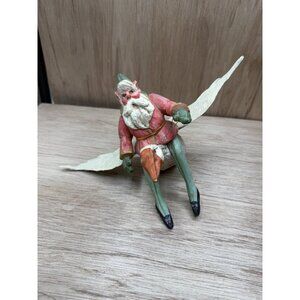 1988 House Of Hatten Santa Elf Riding Goose Ornament D. Calla Enchanted Forest